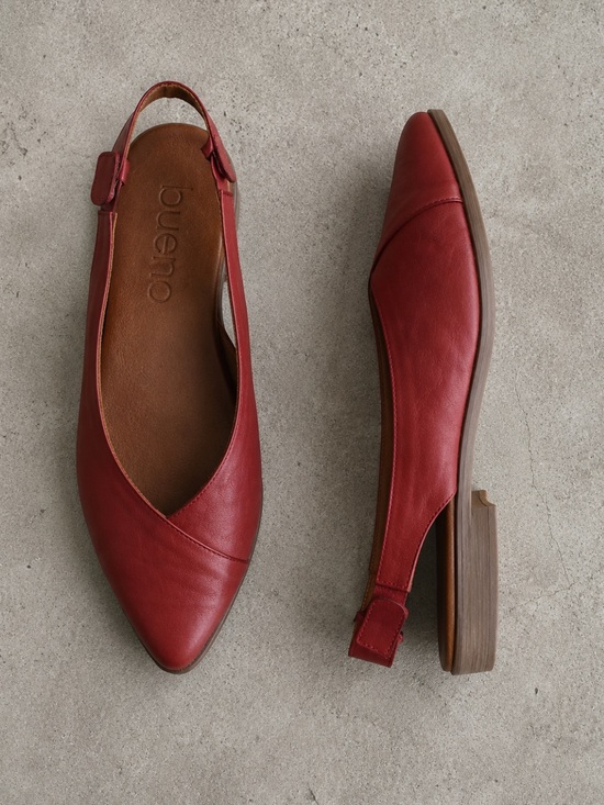 Bueno Shoes - Bueno Red Leather Slingback Flats Pointed Toe Shoes Women’s EU 41 US 10 Classic